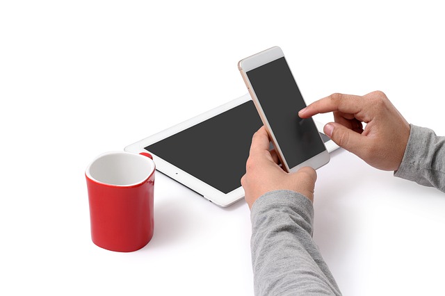 Personne consultant un service en ligne sur smartphone, comme la consultation de son fichier à la Centrale des crédits avec itsme